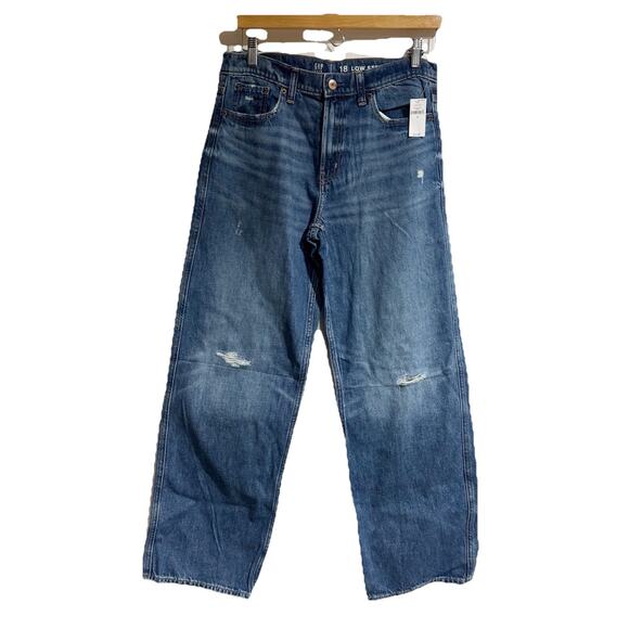GAP Teen Low Stride Blue Denim Jeans Size 18 Wide Straight Leg High Rise NWT - Picture 1 of 8
